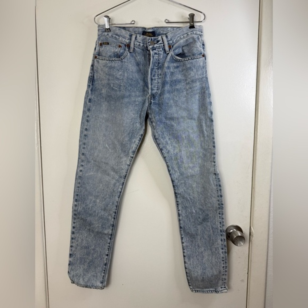 Polo Ralph Lauren, Callen high-rise slim light acid wash style blue jeans 28